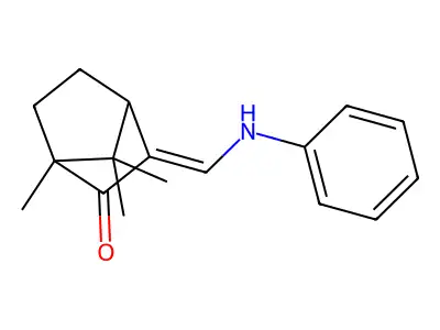 Bicyclo[2.2.1]heptan-2-one, 1,7,7-trimethyl-3-[(phenylamino)methylene]- structure