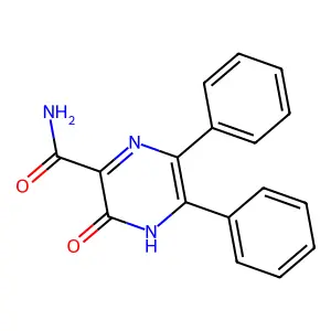 3-Hydroxy-5,6-diphenyl-2-pyrazinecarboxamide structure