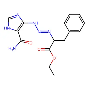 ethyl 2-[[(5-carbamoyl-1H-imidazol-4-yl)amino]diazenyl]-3-phenylpropanoate structure