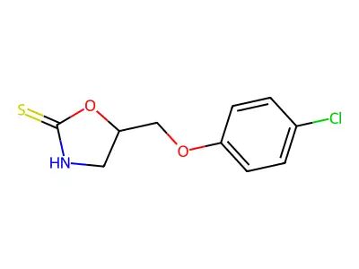 5-((p-Chlorophenoxy)methyl)-2-oxazolidinethione structure