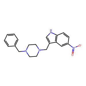 5-Nitro-3-((4-(phenylmethyl)-1-piperazinyl)methyl)-1H-indole structure
