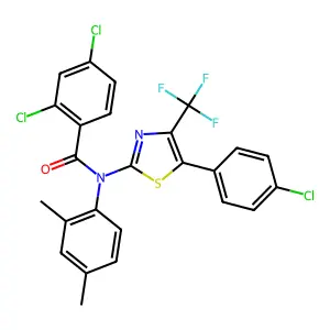 2,4-dichloro-N-[5-(4-chlorophenyl)-4-(trifluoromethyl)-1,3-thiazol-2-yl]-N-(2,4-dimethylphenyl)benzamide structure