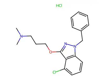 1H-Indazole, 1-benzyl-4-chloro-3-(3-(dimethylamino)propoxy)-, monohydrochloride structure
