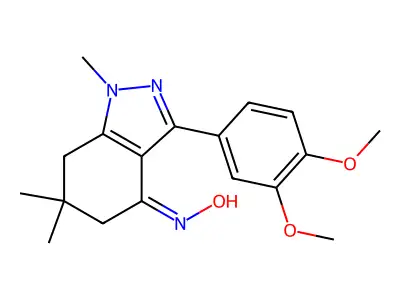 N-[3-(3,4-dimethoxyphenyl)-1,6,6-trimethyl-5,7-dihydroindazol-4-ylidene]hydroxylamine structure