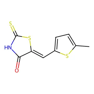 (5E)-2-mercapto-5-[(5-methyl-2-thienyl)methylene]-1,3-thiazol-4(5H)-one structure
