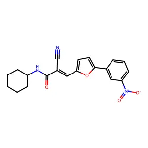 (E)-2-cyano-N-cyclohexyl-3-[5-(3-nitrophenyl)furan-2-yl]prop-2-enamide structure