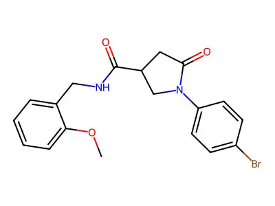 1-(4-bromophenyl)-N-[(2-methoxyphenyl)methyl]-5-oxopyrrolidine-3-carboxamide structure