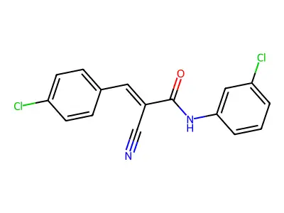 (E)-N-(3-chlorophenyl)-3-(4-chlorophenyl)-2-cyanoprop-2-enamide structure
