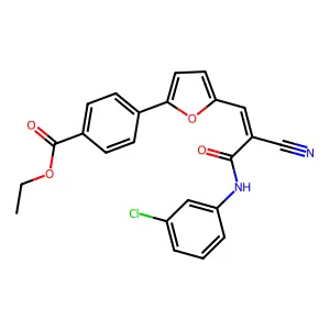ethyl 4-[5-[(E)-3-(3-chloroanilino)-2-cyano-3-oxoprop-1-enyl]furan-2-yl]benzoate structure