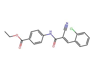 Ethyl 4-[[3-(2-chlorophenyl)-2-cyanoprop-2-enoyl]amino]benzoate structure