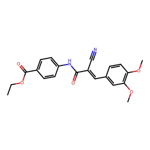 Ethyl 4-[2-cyano-3-(3,4-dimethoxyphenyl)prop-2-enamido]benzoate structure