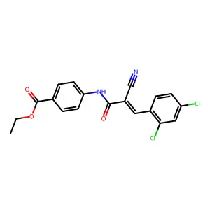 ethyl 4-[(2E)-3-(2,4-dichlorophenyl)-2-cyanoprop-2-enoylamino]benzoate structure