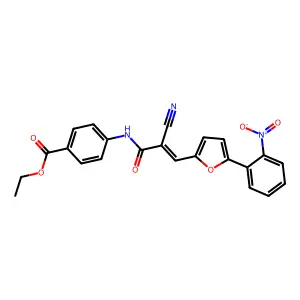 (E)-ethyl 4-(2-cyano-3-(5-(2-nitrophenyl)furan-2-yl)acrylamido)benzoate structure
