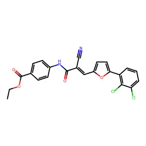 ethyl 4-({(2E)-2-cyano-3-[5-(2,3-dichlorophenyl)furan-2-yl]prop-2-enoyl}amino)benzoate structure