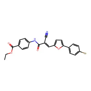 ethyl 4-[[(E)-3-[5-(4-bromophenyl)furan-2-yl]-2-cyanoprop-2-enoyl]amino]benzoate structure