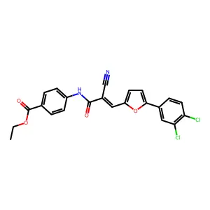 ethyl 4-({(2E)-2-cyano-3-[5-(3,4-dichlorophenyl)furan-2-yl]prop-2-enoyl}amino)benzoate structure