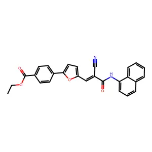 ethyl 4-[5-[(E)-2-cyano-3-(naphthalen-1-ylamino)-3-oxoprop-1-enyl]furan-2-yl]benzoate structure