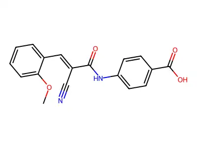 4-[(2E)-2-cyano-3-(2-methoxyphenyl)prop-2-enoylamino]benzoic acid structure