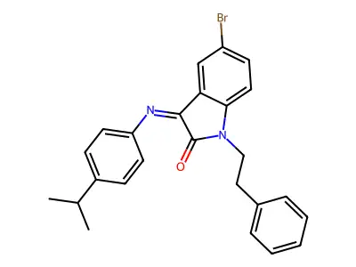 (3Z)-5-bromo-3-[(4-isopropylphenyl)imino]-1-(2-phenylethyl)-1,3-dihydro-2H-indol-2-one structure