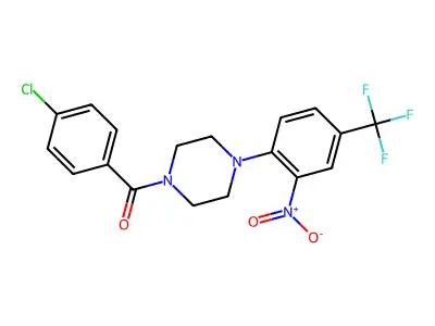 (4-Chlorophenyl)-[4-[2-nitro-4-(trifluoromethyl)phenyl]piperazin-1-yl]methanone structure