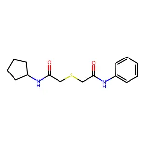 2-(2-anilino-2-oxoethyl)sulfanyl-N-cyclopentylacetamide structure