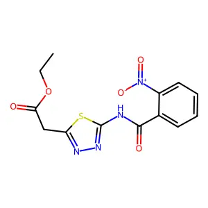Ethyl 2-[5-[(2-nitrobenzoyl)amino]-1,3,4-thiadiazol-2-yl]acetate structure