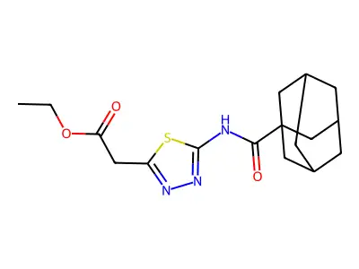 Ethyl 2-[5-(adamantane-1-carbonylamino)-1,3,4-thiadiazol-2-yl]acetate structure