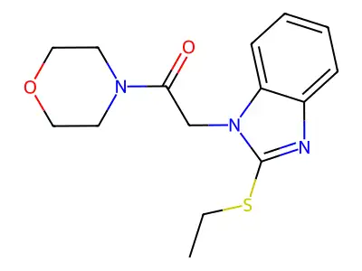 2-(2-Ethylsulfanylbenzimidazol-1-yl)-1-morpholin-4-ylethanone structure