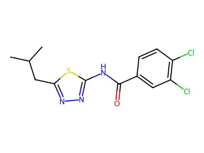 3,4-dichloro-N-[5-(2-methylpropyl)-1,3,4-thiadiazol-2-yl]benzamide structure