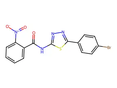N-[5-(4-bromophenyl)-1,3,4-thiadiazol-2-yl]-2-nitrobenzamide structure