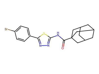 N-[5-(4-bromophenyl)-1,3,4-thiadiazol-2-yl]adamantane-1-carboxamide structure