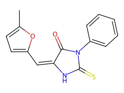 (5E)-2-mercapto-5-[(5-methyl-2-furyl)methylene]-3-phenyl-3,5-dihydro-4H-imidazol-4-one structure