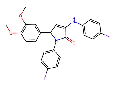 2-(3,4-dimethoxyphenyl)-4-(4-iodoanilino)-1-(4-iodophenyl)-2H-pyrrol-5-one structure