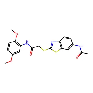 2-[(6-acetamido-1,3-benzothiazol-2-yl)sulfanyl]-N-(2,5-dimethoxyphenyl)acetamide structure