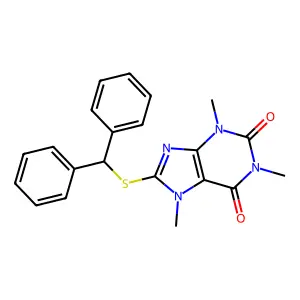 8-Benzhydrylsulfanyl-1,3,7-trimethylpurine-2,6-dione structure