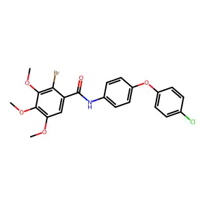 2-bromo-N-[4-(4-chlorophenoxy)phenyl]-3,4,5-trimethoxybenzamide structure