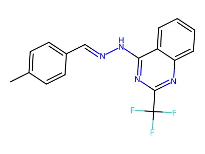 N-[(4-methylphenyl)methylideneamino]-2-(trifluoromethyl)quinazolin-4-amine structure