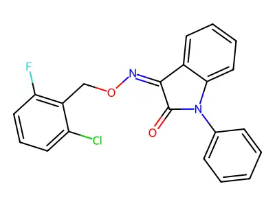 3-[(2-Chloro-6-fluorophenyl)methoxyimino]-1-phenylindol-2-one structure