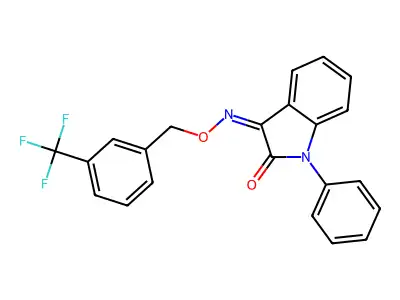 1-Phenyl-3-[[3-(trifluoromethyl)phenyl]methoxyimino]indol-2-one structure