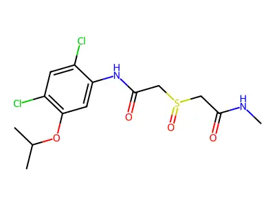2-{[2-(2,4-dichloro-5-isopropoxyanilino)-2-oxoethyl]sulfinyl}-N-methylacetamide structure