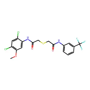 2-{[2-(2,4-dichloro-5-methoxyanilino)-2-oxoethyl]sulfanyl}-N-[3-(trifluoromethyl)phenyl]acetamide structure