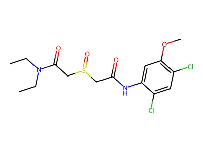 2-{[2-(2,4-dichloro-5-methoxyanilino)-2-oxoethyl]sulfinyl}-N,N-diethylacetamide structure