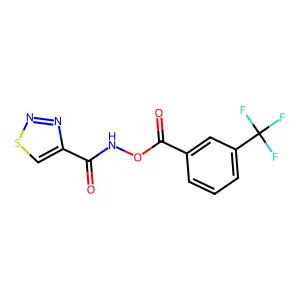 N-{[3-(trifluoromethyl)benzoyl]oxy}-1,2,3-thiadiazole-4-carboxamide structure