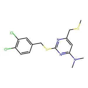 2-[(3,4-dichlorobenzyl)sulfanyl]-N,N-dimethyl-6-[(methylsulfanyl)methyl]-4-pyrimidinamine structure