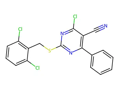 4-Chloro-2-[(2,6-dichlorobenzyl)sulfanyl]-6-phenyl-5-pyrimidinecarbonitrile structure