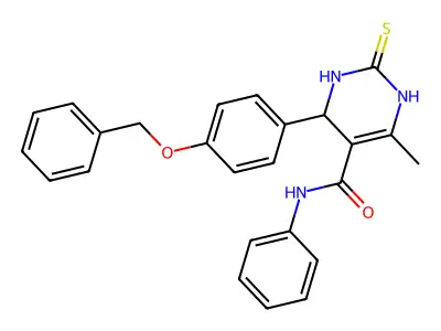 4-[4-(benzyloxy)phenyl]-6-methyl-N-phenyl-2-sulfanylidene-1,2,3,4-tetrahydropyrimidine-5-carboxamide structure