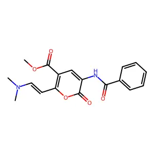 methyl 3-(benzoylamino)-6-[(E)-2-(dimethylamino)ethenyl]-2-oxo-2H-pyran-5-carboxylate structure