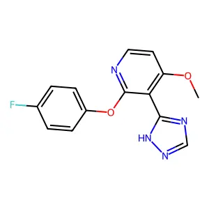 2-(4-fluorophenoxy)-4-methoxy-3-(1H-1,2,4-triazol-3-yl)pyridine structure