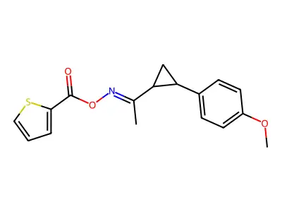 [1-[2-(4-methoxyphenyl)cyclopropyl]ethylideneamino] thiophene-2-carboxylate structure