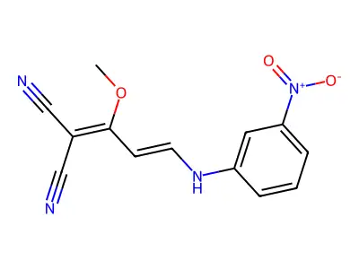 2-[1-Methoxy-3-(3-nitroanilino)prop-2-enylidene]propanedinitrile structure